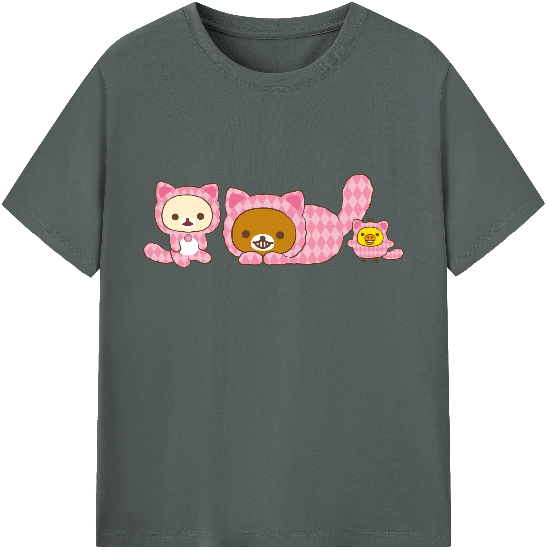 （画像用） リラックマ リラックマ キイロイトリ Rilakkuma Korilakkuma Kiiroitori 綿100％ メンズ半袖Tシャツ｜肌触りやわらか＆通気性